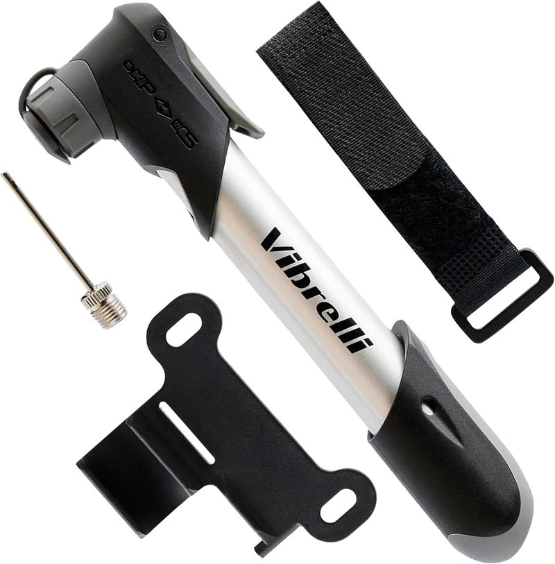 Vibrelli Mini Bike Pump - Presta & Schrader Bicycle Pump - 120 PSI Tire Pump for Road & MTB - No Valve Changing Needed - Image 1